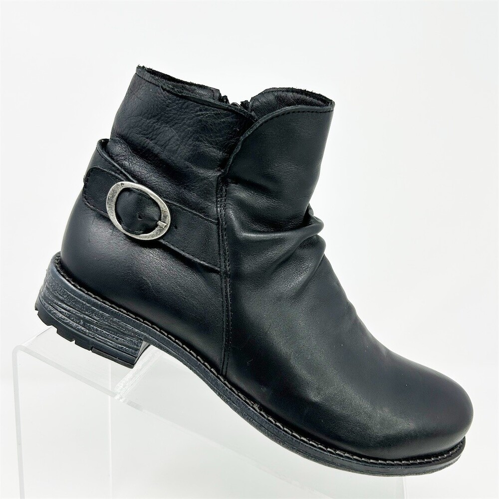 Avellini Booties Womens Black Ankle Side Zip Buckle Low Block Heel Size 37
